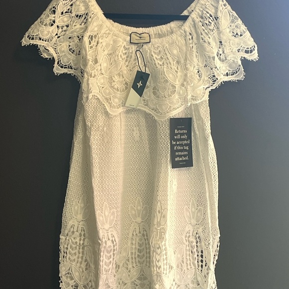 Tuckernuck Avalon White Lace Mini Dress GORGEOUS Bridal Shower Beach Boho Sz S - Picture 3 of 11